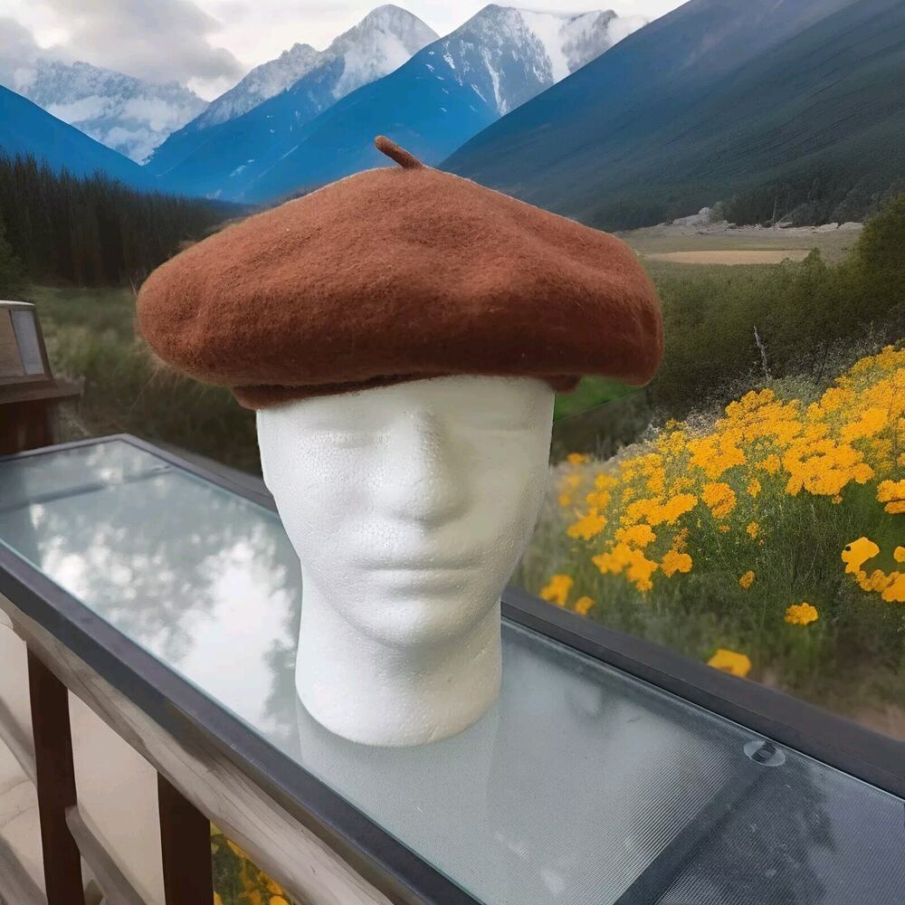 Brixton Mfg Co Hat Cap 100% Wool Tam Cap Newsie Brown Flat Cap Men Womens Medium
